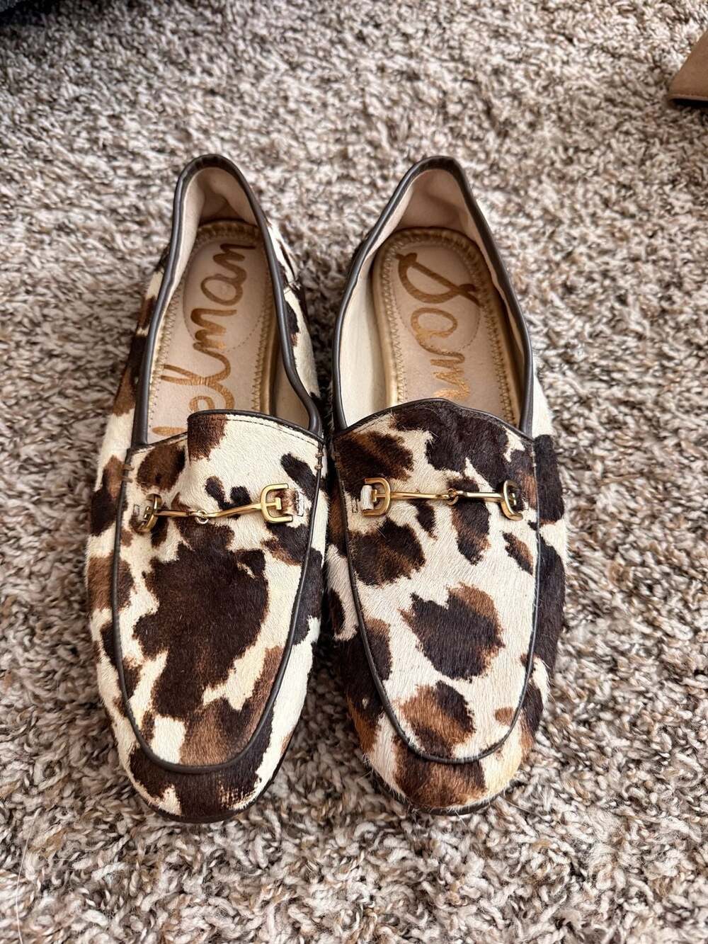 Sam Edelman Loraine Calf Hair Loafers Cow Print Size 8